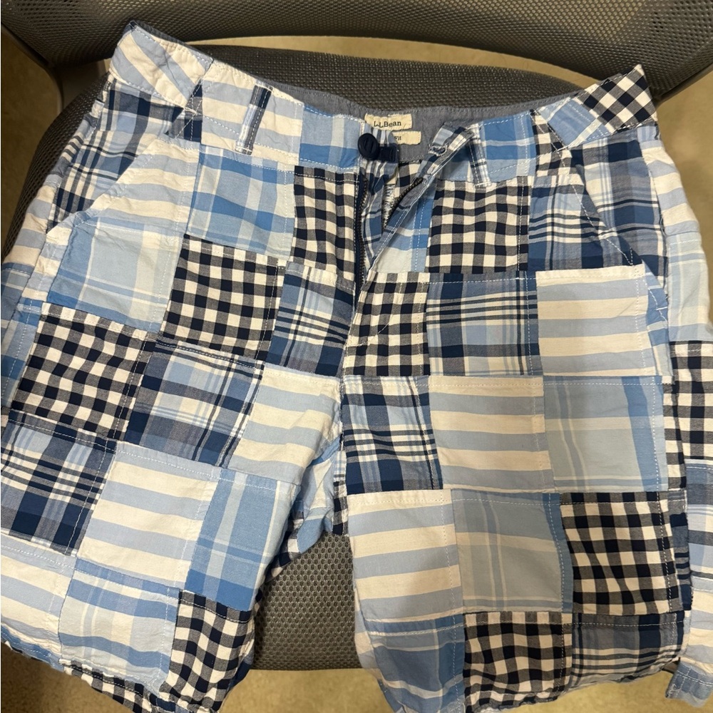 L.L. Bean Men's Blue and White Patchwork Shorts